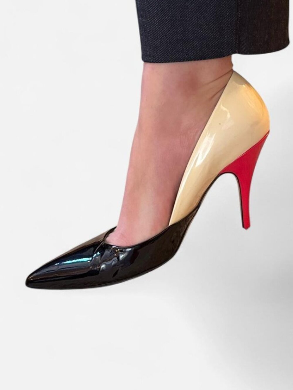 kate spade ♠️ black, cream, and pink patent leather 4” inch high heels